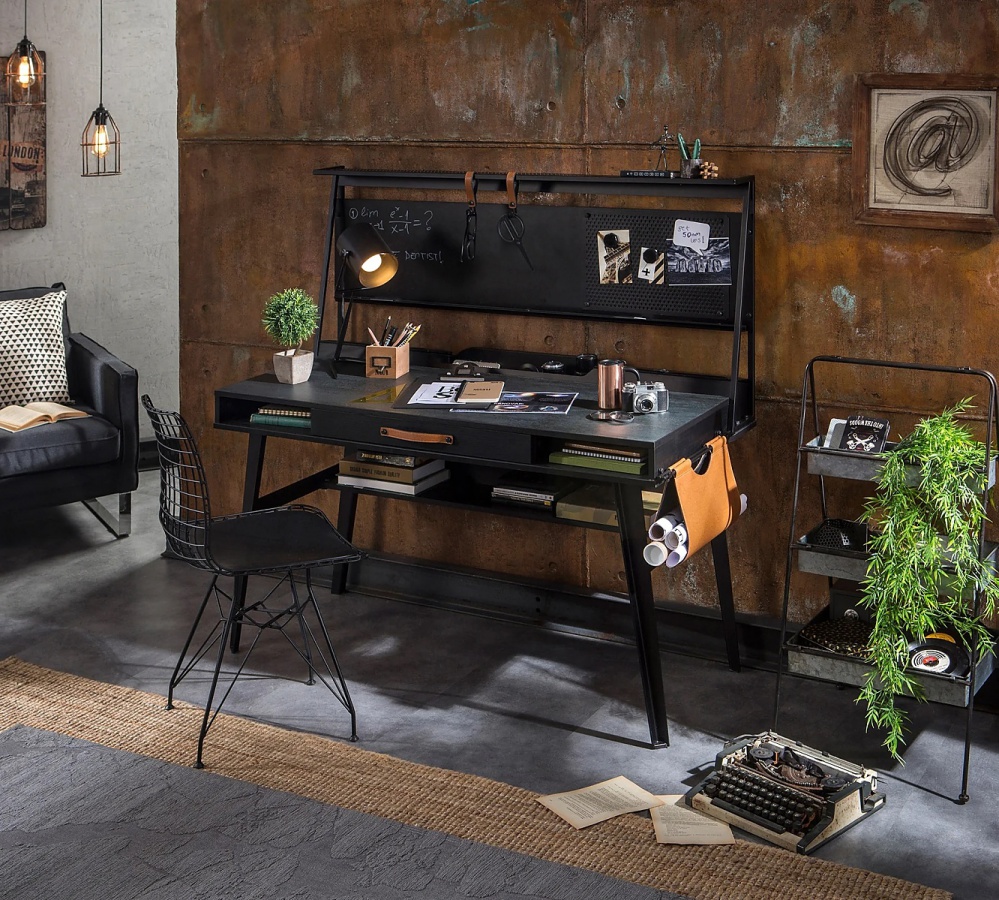 Študentský pracovný kút nebula - čierna/sivá.

 

Študentský písací stôl Nebula vás, okrem priestranné pracovnej dosky v šedom dekore imitácia kameňa, ktorý prestupuje celou kolekciou nábytku, na prvý pohľad upúta čiernymi kovovými nohami.

 

Nadstavec nad stôl Nebula je predovšetkým multifukčný prvok, ktorý ocení každý študent.

 

Dizajnová stolička v industriálnom štýle a farbe čiernej ako noc, sa bude skvele vynímať v každom modernom priestore.

 

Študentský pracovný kút sa skladá z týchto prvkov:


	Veľký študentský stôl s nástavcom Nebula - 134x146x62cm (š, v, h)
	Kovová stolička s polstrovaním Nebula - 53x82x45cm (š, v, h)


 

Všetok nábytok patriaci do kolekcie Nebula nájdete nižšie v súvisiacich produktoch.