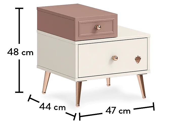 Nočný stolík beauty - béžová/ružová.

 

Hneď na prvý pohľad zaujme nočný stolík Beauty svojim netradičným vzhľadom.

 

Rozmery nočného stolíka Beauty sú 47x48x44cm (š, v, h).

 

Všetky produkty z kolekcie Beauty nájdete nižšie v súvisiacich produktoch.