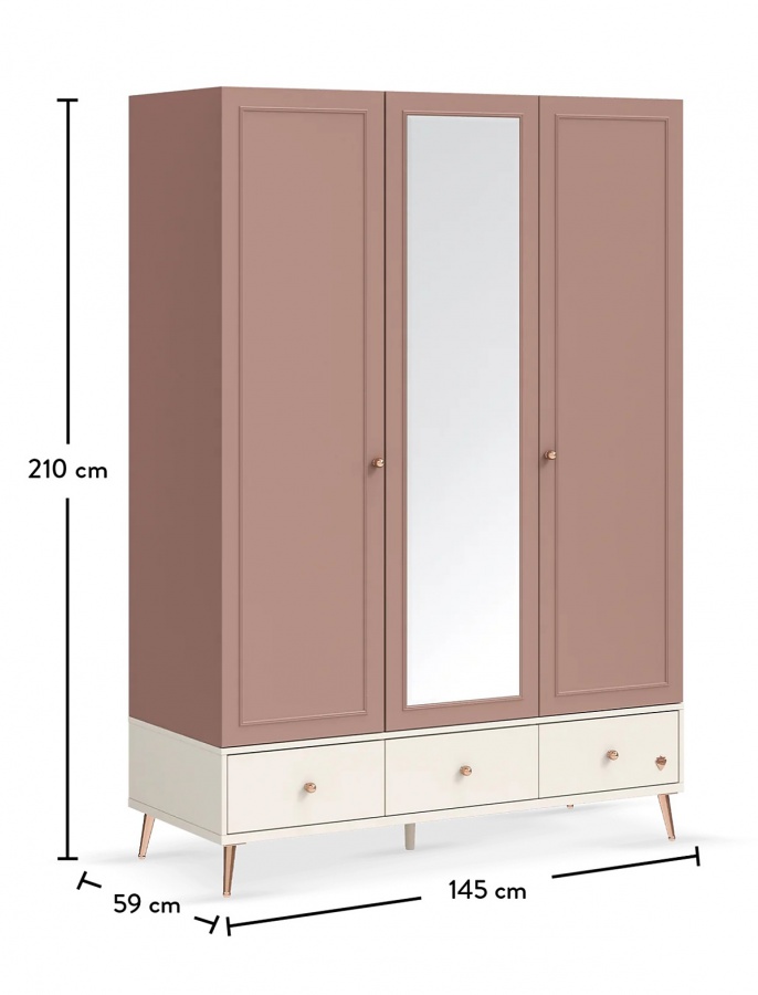 Šatníková skriňa 3d so zrkadlom beauty - ružová/béžová.

 

Minimalistický dizajn trojdverovej šatníkovej skrine sa snúbi s nadčasovým vzhľadom, a dodáva tak celej izbe sofistikovaný nádych.

 

Rozmery šatníkovej skrine 3D so zrkadlom Beauty sú 145x210x59cm (š, v, h).

 

Všetky produkty z kolekcie Beauty nájdete nižšie v súvisiacich produktoch.