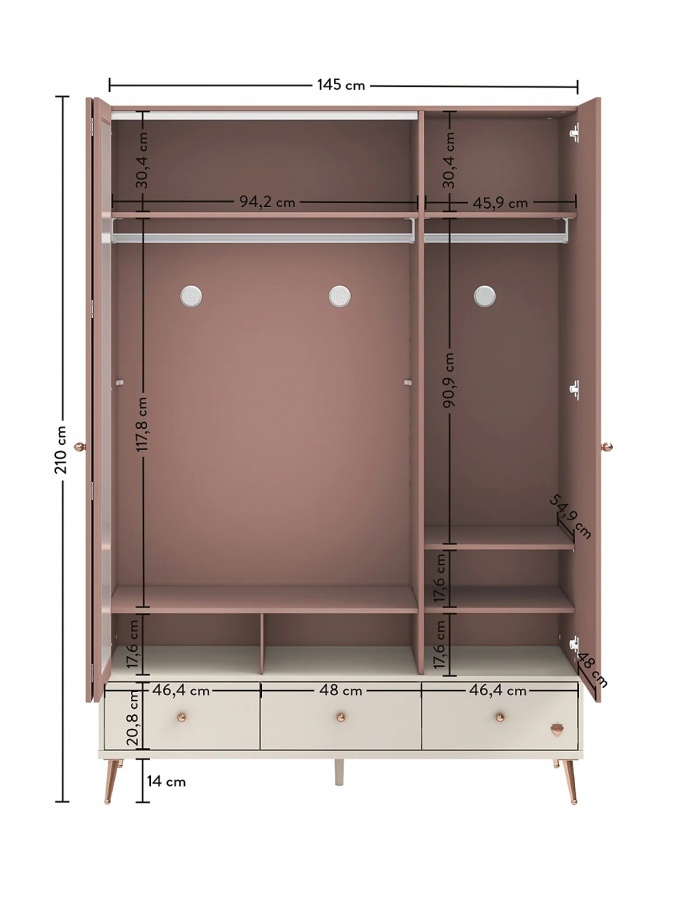 Šatníková skriňa 3d so zrkadlom beauty - ružová/béžová.

 

Minimalistický dizajn trojdverovej šatníkovej skrine sa snúbi s nadčasovým vzhľadom, a dodáva tak celej izbe sofistikovaný nádych.

 

Rozmery šatníkovej skrine 3D so zrkadlom Beauty sú 145x210x59cm (š, v, h).

 

Všetky produkty z kolekcie Beauty nájdete nižšie v súvisiacich produktoch.