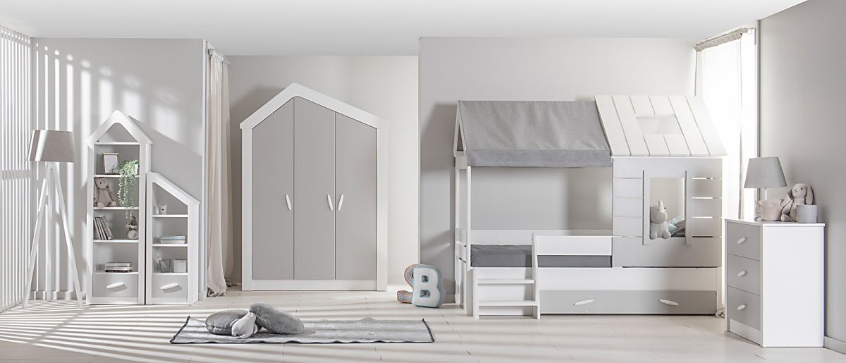 Domčeková posteľ 90x200 s úložným priestorom boom - biela/šedá.

 

Zábavná posteľ poteší každé dieťa.

 

Zásuvka pod posteľ je ideálnou voľbou v prípade, že v detskej izbe pochybí úložný priestor.

 

Domčeková posteľ s úložným priestorom sa skladá z týchto prvkov:


	Domčeková posteľ 90x200 Boom -  122,9x184,4x213,4cm (š, v, h)
	Zásuvka pod domčekovú posteľ Boom - 149,2x19x64,7cm (š, v, h)


 

Všetky produkty z kolekcie Boom a vhodné matrace pre túto posteľ nájdete nižšie v súvisiacich produktoch.