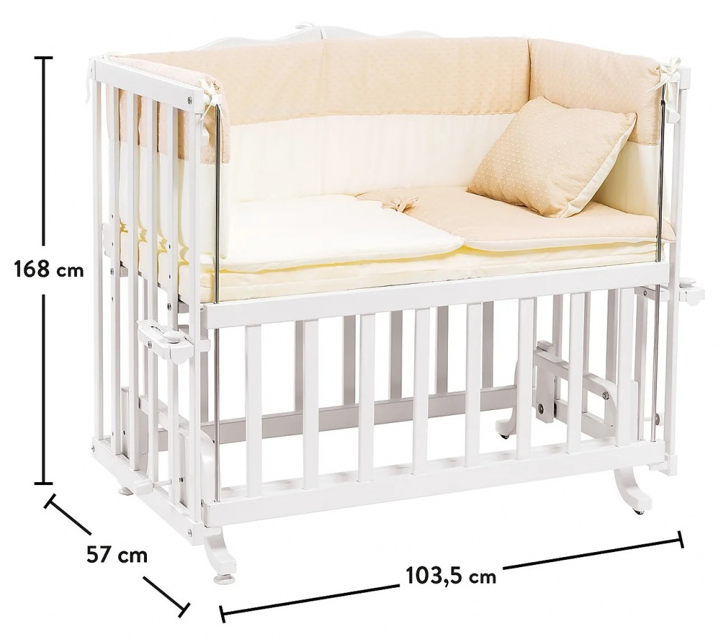 Prístavná kolíska k posteli vivian 50x90cm - biela.

 

V cene kolísky je zahrnutý matrac, posteľná bielizeň, ochranné mantinely aj nebesia.

 

Rozmery kolísky Vivian sú 57x168x103,5cm (š, v, h).

 

V súvisiacich produktoch nižšie nájdete ďalšie tipy na nábytok do izby pre bábätko.