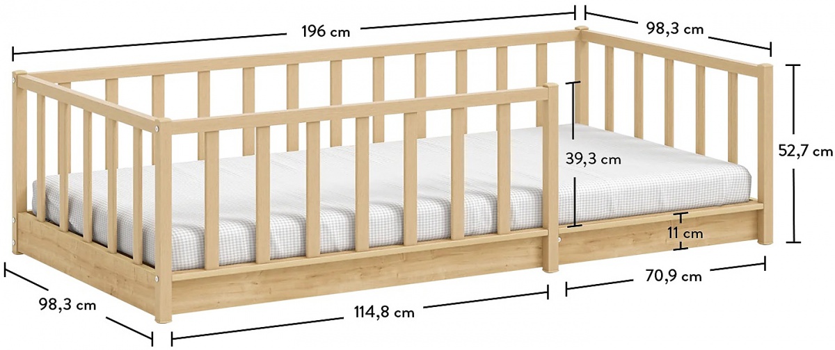 Detská posteľ 90x190cm cody - dub svetlý.

 

Rozmery detskej postele 90x190cm Cody sú 99x53x196cm (š, v, h).

 

Všetky produkty z kolekcie Cody a vhodné matrace nájdete nižšie v súvisiacom tovare.