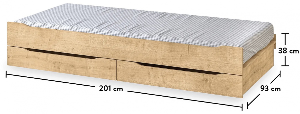 Prístelka 90x200 s úložným priestorom cody modular - dub.

 

Prístelka Modular je praktickým riešením ďalšieho lôžka, či už na stále využívanie alebo pre prípadné návštevy.

 

Rozmery prístelka 90x200 s úložným priestorom Modular sú 201x38x93cm (š, v, h).

 

Kolekcia Modular vychádza z pôvodnej kolekcie Cody, ich dekory a farby sú zhodné, a tak je možné detskú izbu doplniť kúskami nábytku z týchto pôvodných kolekcií.