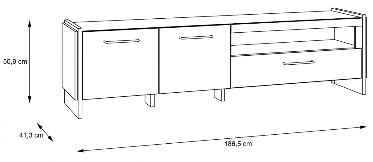 Tv stolík artur - dub waterford/čierna.

 

Televízia je v dnešnej dobe plná streamovacích služieb takmer nutnosťou.

 

Rozmery TV stolíka Artur sú 186,5x50,9x41,3cm (š, v, h).

 

Všetky produkty z kolekcie Artur nájdete nižšie v súvisiacich produktoch.