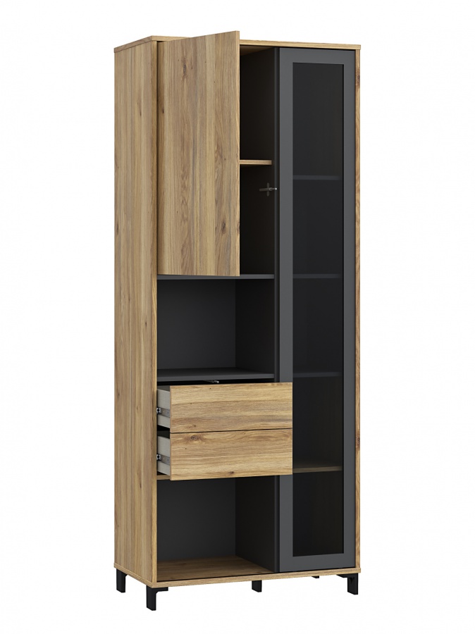 Obývacia izba i bez osvetlenia caine - dub mauvella/šedá.

 

Korpusy všetkých kusov nábytku sú tvorené laminom s hrúbkou 1,8cm, dvierka, zásuvky a priečky tvoria lamino s hrúbkou 1,5cm.

Pri polici je spodná doska z lamina s hrúbkou 2,2cm, zadná doska 1,5cm a bočnice 1,8cm.

 

 

Obývacia izba I Caine sa skladá z:


	komoda Caine bez osvetlenia - 147x82,4x42cm (š, v, h,)
	vysoká vitrína Caine bez osvetlenia - 197,6x79,6x42cm (š, v, h,)
	TV stolík Caine - 180,5x47,2x42cm (š, v, h,)
	polica Caine - 180,5x25,6x21,9cm (š, v, h,)



Všetky produkty z kolekcie Caine nájdete nižšie v súvisiacich produktoch.