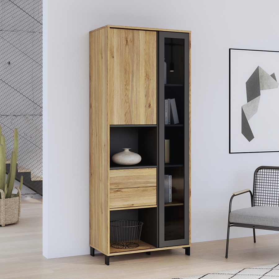 Obývacia izba i bez osvetlenia caine - dub mauvella/šedá.

 

Korpusy všetkých kusov nábytku sú tvorené laminom s hrúbkou 1,8cm, dvierka, zásuvky a priečky tvoria lamino s hrúbkou 1,5cm.

Pri polici je spodná doska z lamina s hrúbkou 2,2cm, zadná doska 1,5cm a bočnice 1,8cm.

 

 

Obývacia izba I Caine sa skladá z:


	komoda Caine bez osvetlenia - 147x82,4x42cm (š, v, h,)
	vysoká vitrína Caine bez osvetlenia - 197,6x79,6x42cm (š, v, h,)
	TV stolík Caine - 180,5x47,2x42cm (š, v, h,)
	polica Caine - 180,5x25,6x21,9cm (š, v, h,)



Všetky produkty z kolekcie Caine nájdete nižšie v súvisiacich produktoch.