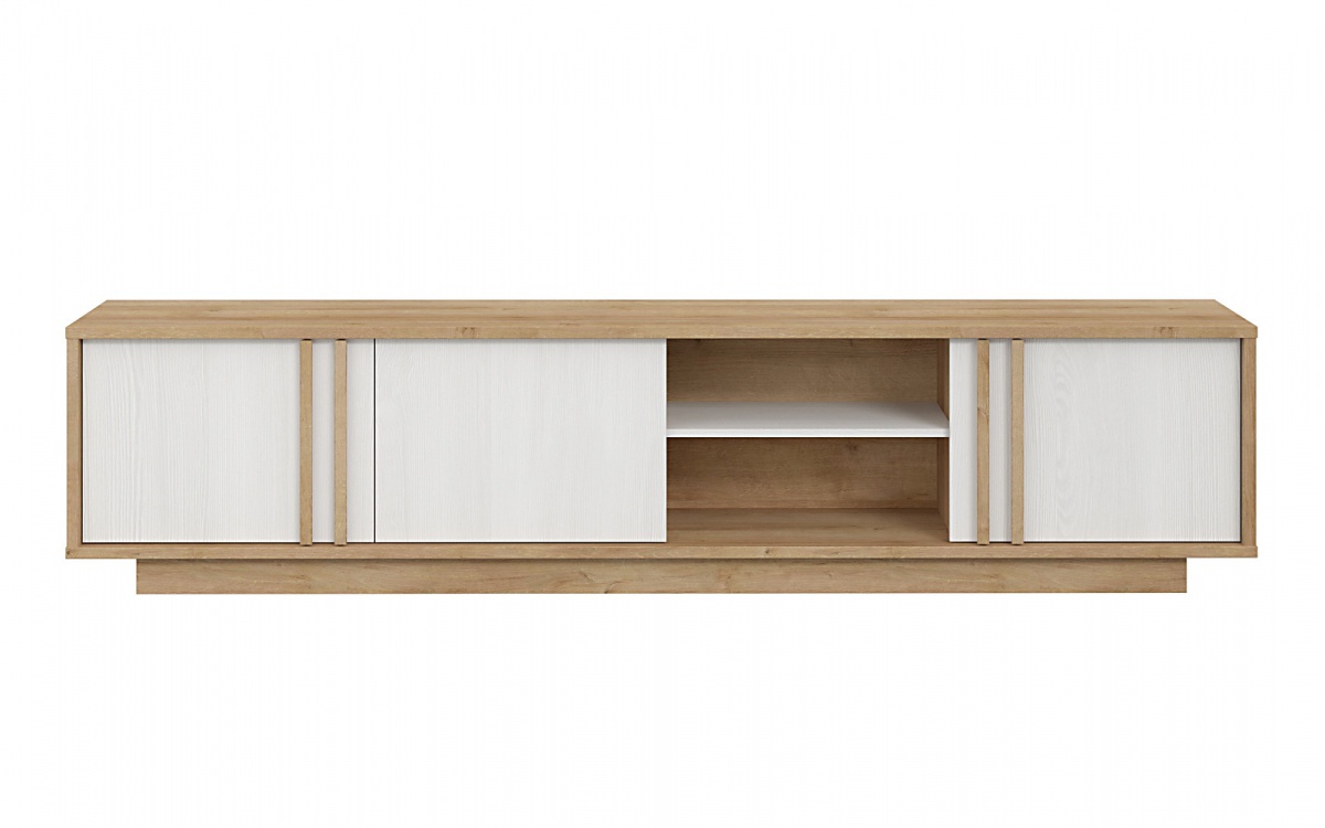 Tv stolík peru - dub riviera/dub snežný.

Nielen že poskytuje ideálny priestor na uloženie televízneho príslušenstva, ale slúži aj ako nádherný dekoratívny prvok a jeho široká horná doska priamo nabáda k umísteniu fotografií alebo dekorácií.

 

Rozmery TV stolíka Peru sú 222x51,7x42cm (š, v, h).

 

Ostatné produkty z kolekcie Peru nájdete nižšie v súvisiacich produktoch.