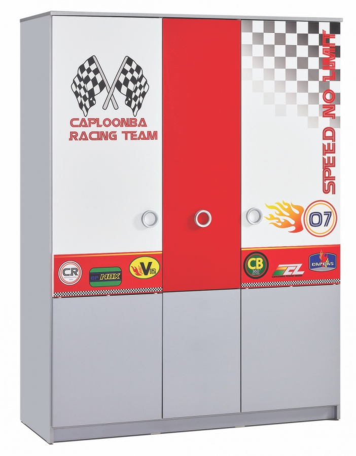 Detská izba ii grand prix - šedá/červená/biela.

 

Triumfálnym prvkom skvostnej zostavy je luxusná posteľ v prevedení auta, ktorá realistickým spracovaním spôsobí radosť každému chlapcovi. Trojrozmerné kolesá a reliéfna štruktúra dávajú jedinečný vzhľad.

 

Zaujímavým prvkom je aj písací stôl poskytujúci perfektné zázemie pre štúdium aj zábavu.

 

Trojdverová šatníková skriňa verne prináša závodnú atmosféru a miestnosť oživuje mnohými farbami.

 

Detská komoda so štyrmi farebnými šuplíkmi a vzorom šachovnice poskytuje živý vzhľad a veľkú úložnú kapacitu.

 

Zostavu dolaďuje nočný stolík v atraktívnej kombinácii šedej a červenej farby.

 

Detská izba Grand Prix - šedá/červená/biela sa skladá z týchto prvkov:


	Posteľ auto 90x190 Grand Prix - biela - 124x62x240cm (š, v, h)
	Písací stôl s knižnicou Grand Prix - 141x173x60cm (š, v, h)
	Šatníková skriňa 3D Grand Prix - 140x193x57cm (š, v, h)
	Detská komoda Grand Prix - 80x61x48cm (š, v, h)
	Detský nočný stolík Grand Prix - 47x35x40cm (š, v, h)



Všetok nábytok patriaci do kolekcie Grand Prix nájdete nižšie v súvisiacom tovare.