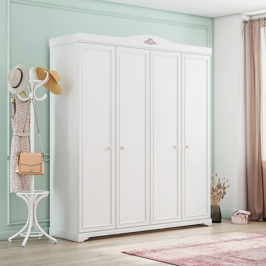 Štvordverová šatníková skriňa ballerina - biela.

 

Priestranná šatníková skriňa, ktorú si zamilujete a prepadnete jej kúzlu hneď na prvú dobrú.

 

Rozmery štvordverovej šatníkovej skrine Ballerina sú 202x231x60cm (š, v, h).

 

Všetky produkty z kolekcie Ballerina nájdete nižšie v súvisiacich produktoch.