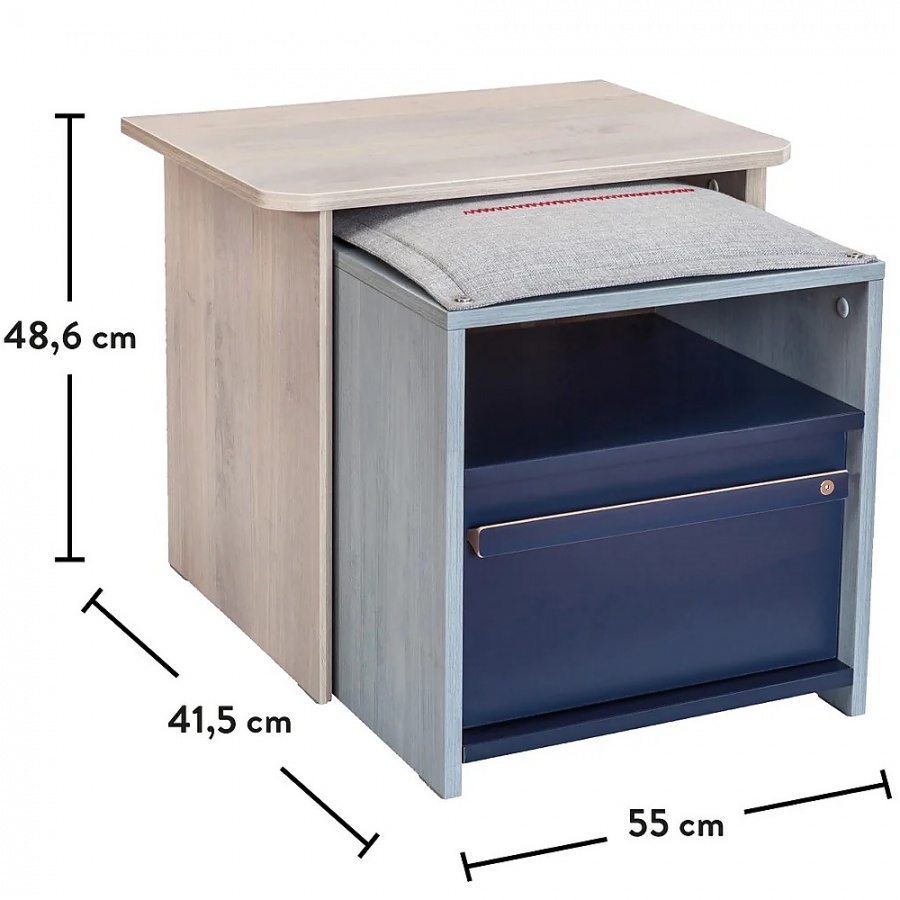 Nočný stolík 2v1 lincoln - dub/dub modrý/tmavo modrá.

 

Stolík je vyrobený z kvalitného lamina, ktorého výhodou je jednoduchá údržba a dobrá mechanická odolnosť.

 

Všetok nábytok patriaci do kolekcie Lincoln nájdete nižšie v súvisiacich produktoch.