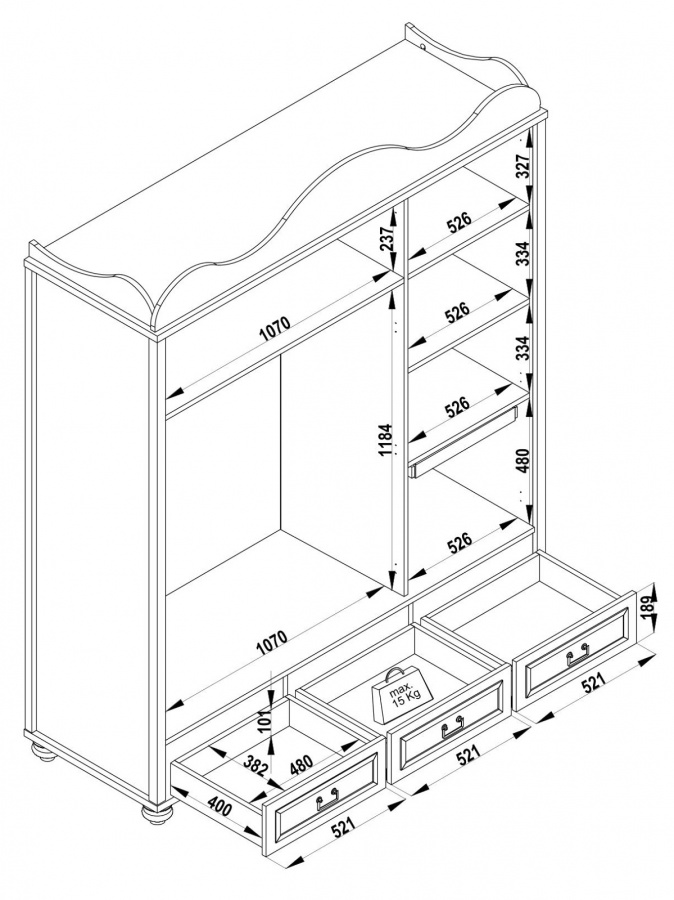 Šatníková skriňa 3d so zrkadlom lovely - biela/orech.

 

 

Trojdverová šatníková skriňa Lovely priťahuje pozornosť zrkadlom na prostredných dvierkach a dizajnom s líniami a vlnitou strieškou.

 


Rozmery šatníkovej skrine 3D Lovely sú 169x210x58cm (š, v, h).

 


Všetky produkty z kolekcie Lovely nájdete nižšie v súvisiacom tovare.