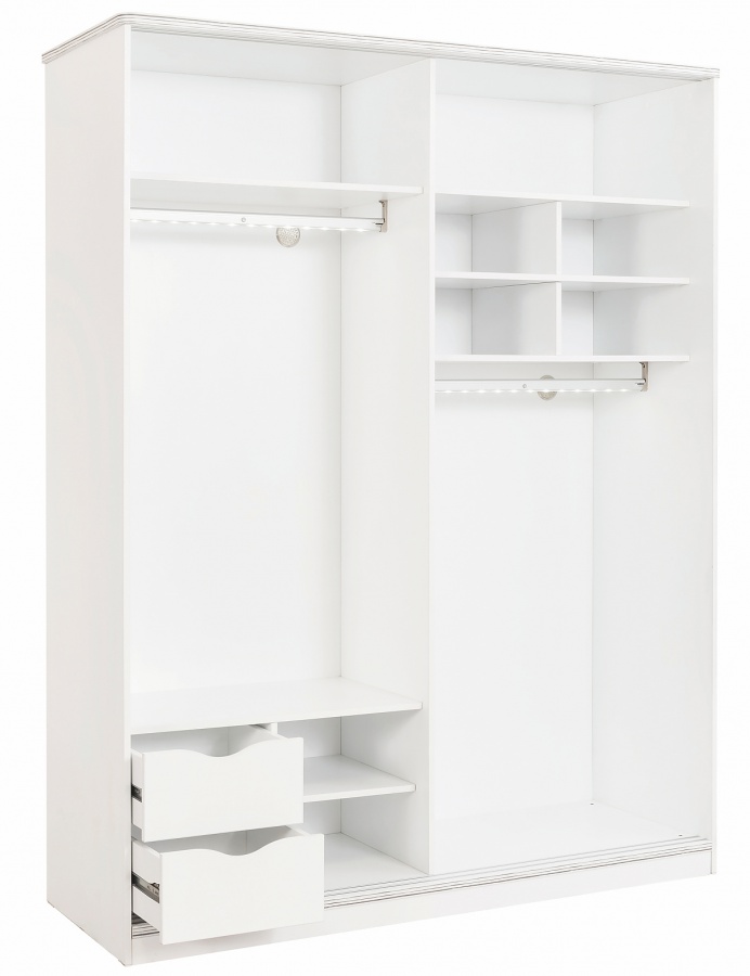 Šatníková skriňa s posuvnými dverami pure - biela.

 

V ľavej polovici skrine nájdeme v spodnej časti tiež dve zásuvky, ktoré sú opatrené systémom hladkého dojazdu, rovnako ako sú týmto brzdovým systém obohatené aj dvere skrine.

 

Rozmery šatňové skrine s posuvnými dverami Pure sú 164x206x59cm (š, v, h)

 

Všetok nábytok patriaci do kolekcie Pure nájdete nižšie v súvisiacich produktoch.