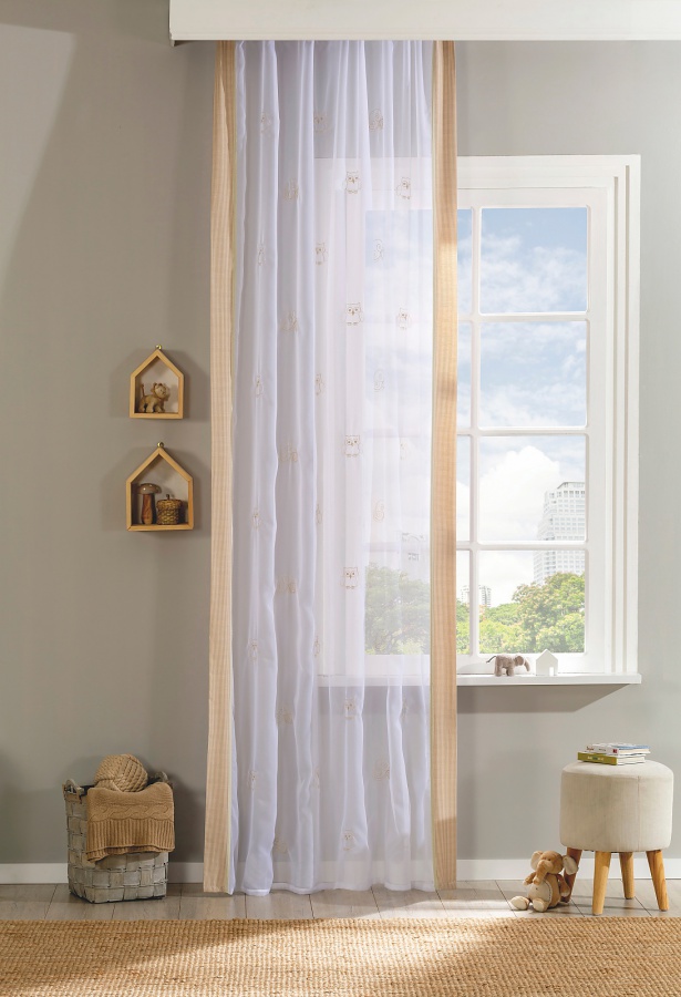 Detská záclona ellie - biela/hnedá