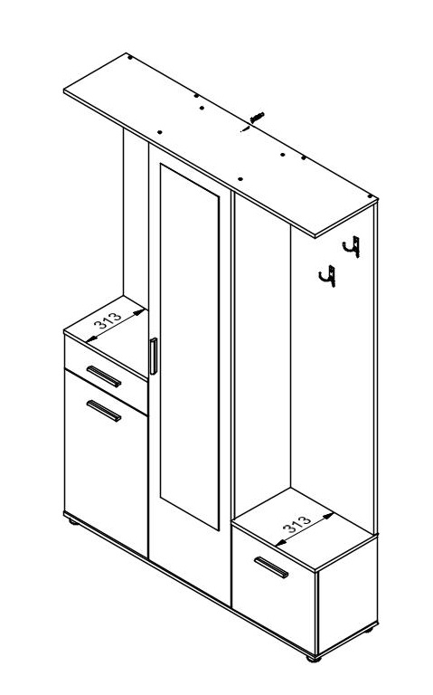 Predsieňová stena madeline - sonoma tmavá/dub sonoma.

 

Policové časti skriniek poslúži na odloženie obuvi a na háčiky odložíte bundy, kabáty alebo šatky.

 

Predsieňovú zostavu Madeline v inom farebnom prevedení nájdete nižšie v súvisiacich produktoch.