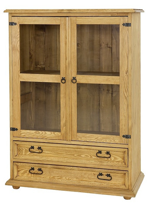 Veľká sedliacka komoda com 108 b slim presklená - k16 antická biela.