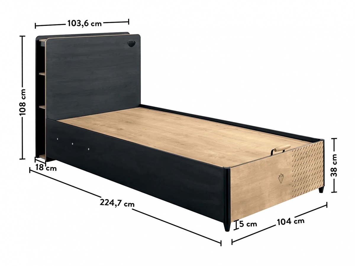 Posteľ s úložným priestorom a usb sirius - dub čierny/dub zlatý.

 

 

Súčasťou postele je pevný doskový rošt, ktorého ľahkým vyklopením pomocou štýlovej úchytky sa odkryje veľký úložný priestor.

 

 

Rozmery postele s úložným priestorom Sirius sú 124x108x223cm (š, v, h).

 

 

Všetky produkty z kolekcie Sirius a vhodné matrace nájdete nižšie v súvisiacom tovare.