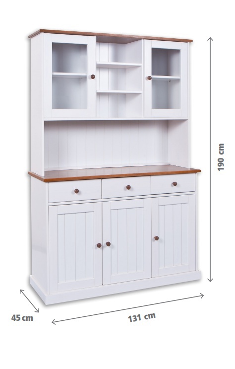 Široký kredenc i z masívu carson - biela/hnedá.

 

Široký kredenc perfektne zapadne ako do kuchyne, tak do jedálne.

 

Rozmery širokého kredenca I Carson sú 131x190x45cm (š, v, h).

 

Všetky produkty z kolekcie Carson nájdete nižšie v súvisiacich produktoch.