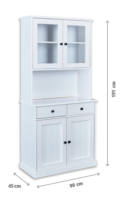 Kredenc z masívu carson - biela.

 

Vysoký kredenc perfektne zapadne ako do kuchyne, tak do jedálne.

 

Rozmery kredenca Carson sú 90x191x45cm (š, v, h).

 

Všetky produkty z kolekcie Carson nájdete nižšie v súvisiacich produktoch.
