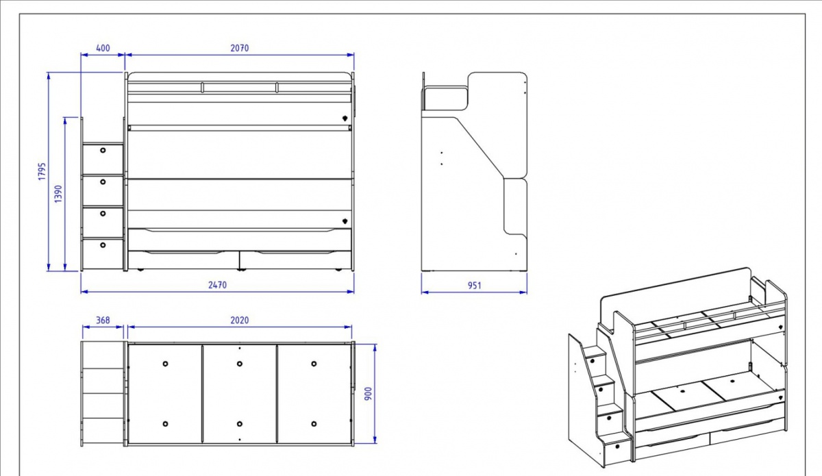 Poschodová posteľ s prístelkou, úložným priestorom a schodíky pure.

 

Poschodová posteľ Modular ponúka inteligentné riešenie spania aj pre menšie priestory.

 

Rozmery poschodovej postele s prístelkou, úložným priestorom a schodíkmi Modular sú 247x180x95cm (š, v, h).

 

Kolekcia Modular vychádza z pôvodnej kolekcie Pure, ich dekory a farby sú zhodné, a tak je možné detskú izbu doplniť kúskami nábytku z týchto pôvodných kolekcií.