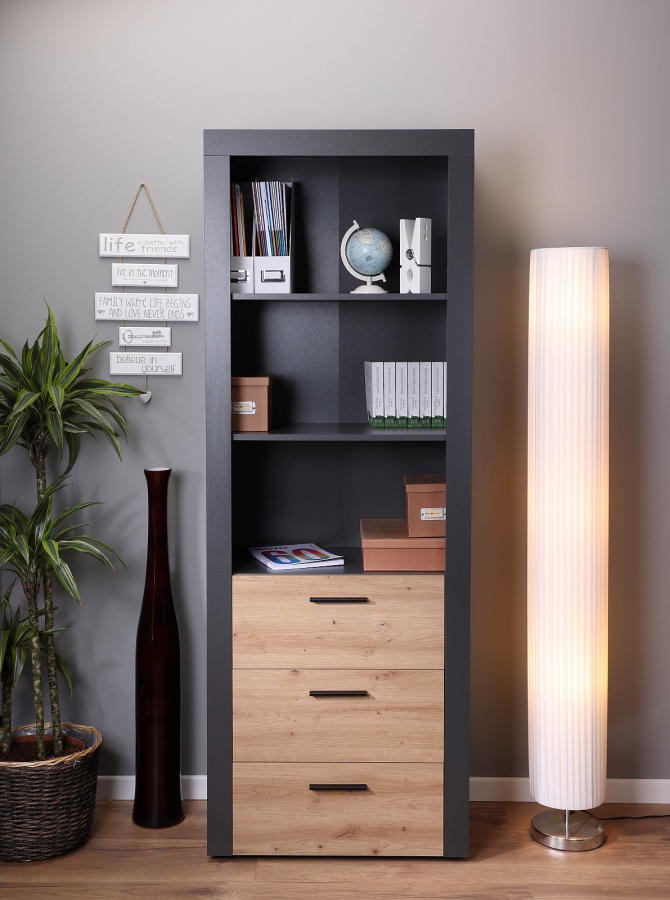 Vysoká knižnica dereck - šedá/dub artisan.

 

Rozmery vysokej knižnice Dereck sú 69x190x42cm (š, v, h).

 

Všetky produkty z kolekcie Dereck nájdete nižšie v súvisiacich produktoch.