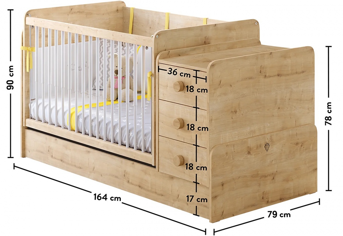 Detská rastúca postieľka s hojdaciou funkciou cody - dub svetlý.

 

Postieľka má pohyblivú bočnicu (teleskopické priečky), ktoré sa pri manipulácii zasúvajú do seba.

 

Postieľka je rastúca a môžete ju tak pretvoriť do "veľkej postele".

 

Súčasťou postieľky nie je matrac.

 

Postieľka Cody je vyrobená z kvalitného lamina hrúbky 8 a 16mm, ktoré poteší dobrou mechanickou odolnosťou a jednoduchou údržbou.

 

Všetok nábytok patriaci do kolekcie Cody nájdete nižšie v súvisiacich produktoch.