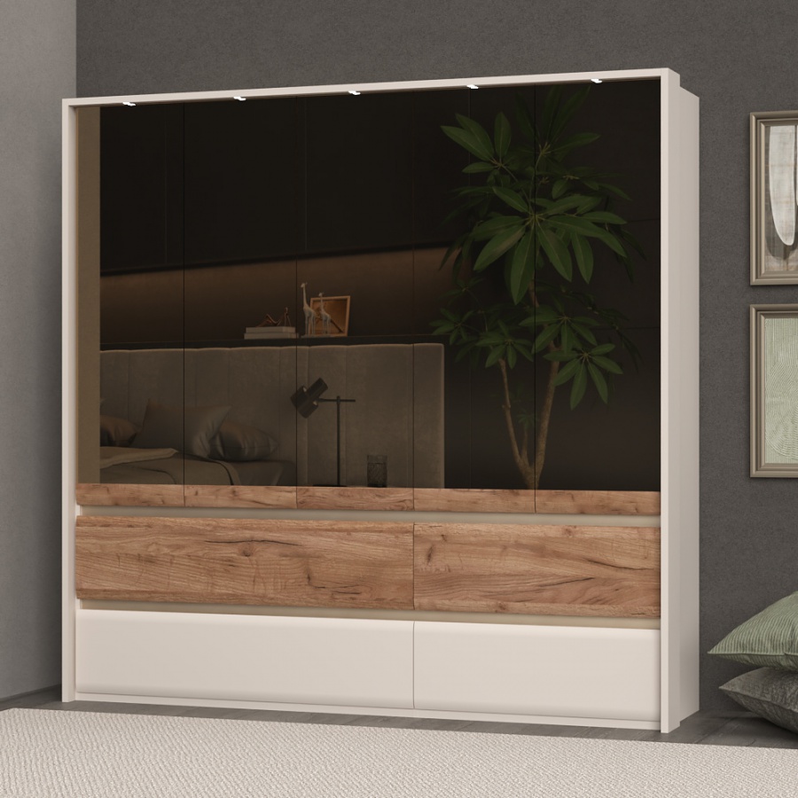 Päťdverová šatníková skriňa so zrkadlami a led osvetlením artemisia -.

 

Dominantou tejto skrine je päť bronzových zrkadiel, ktoré pôsobia veľmi prepychovo.


Súčasťou skrine je LED osvetlenie, ktoré sa nachádza v hornej časti.


Rozmery päťdverovej šatníkovej skrine so zrkadlami a LED osvetlením Artemisia sú 223x226x60cm (š, v, h).


Všetky produkty z kolekcie Artemisia nájdete nižšie v súvisiacich produktoch.