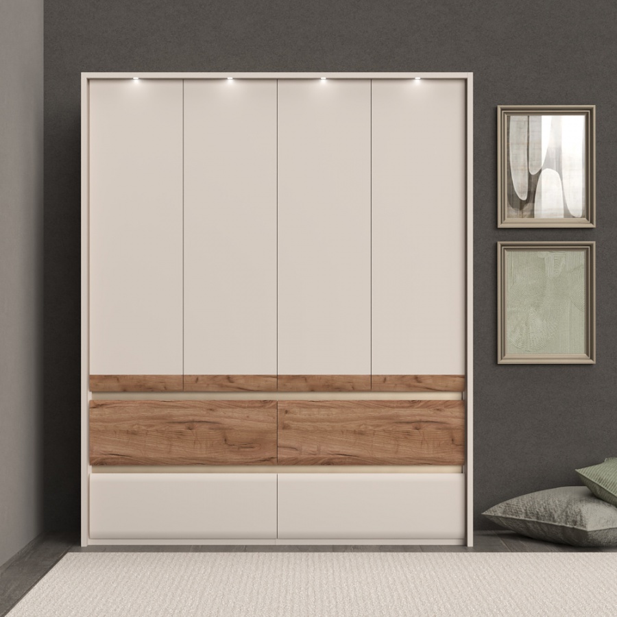 Štvordverová šatníková skriňa s led osvetlením artemisia - dub.

 

Okrem štyroch zásuviek tu nájdeme odkladací priestor vo forme dvoch políc a dvoch šatníkových tyčí.

 

Súčasťou skrine je LED osvetlenie, ktoré sa nachádza v hornej časti.

 

Rozmery štvordverovej šatníkovej skrine s LED osvetlením Artemisia sú 187x226x60cm (š, v, h).

 

Všetky produkty z kolekcie Artemisia nájdete nižšie v súvisiacich produktoch.