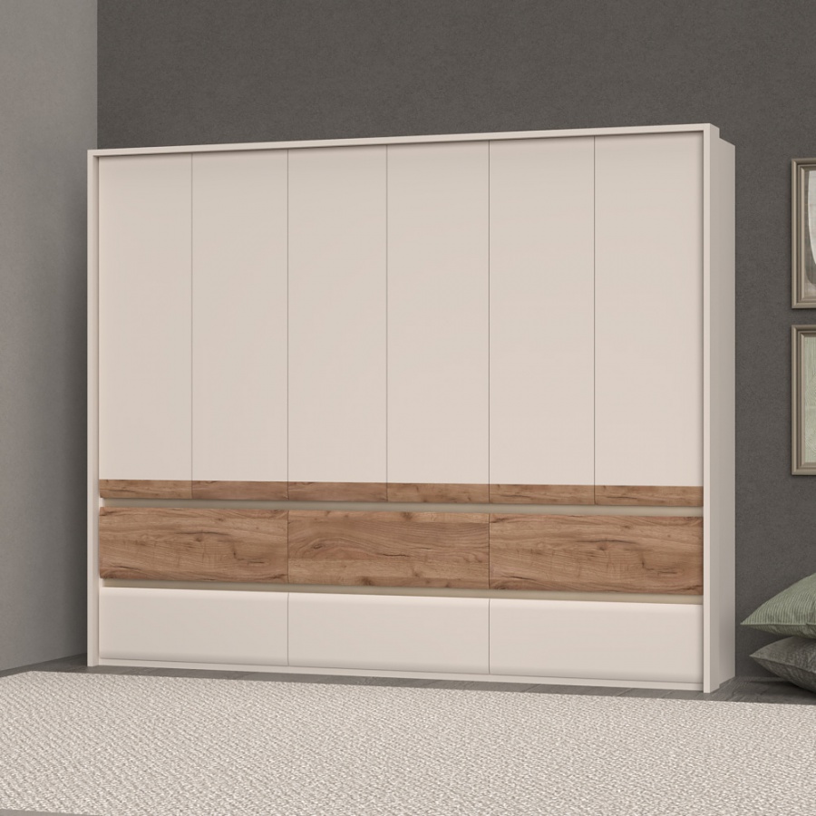 Šesťdverová šatníková skriňa s led osvetlením artemisia - dub.

 

Okrem šiestich zásuviek tu nájdeme odkladací priestor vo forme troch políc a troch šatníkových tyčí.

 

Súčasťou skrine je LED osvetlenie, ktoré sa nachádza v hornej časti.

 

Rozmery šesťdverovej šatníkovej skrine s LED osvetlením Artemisia sú 277x226x60cm (š, v, h).

 

Všetky produkty z kolekcie Artemisia nájdete nižšie v súvisiacich produktoch.