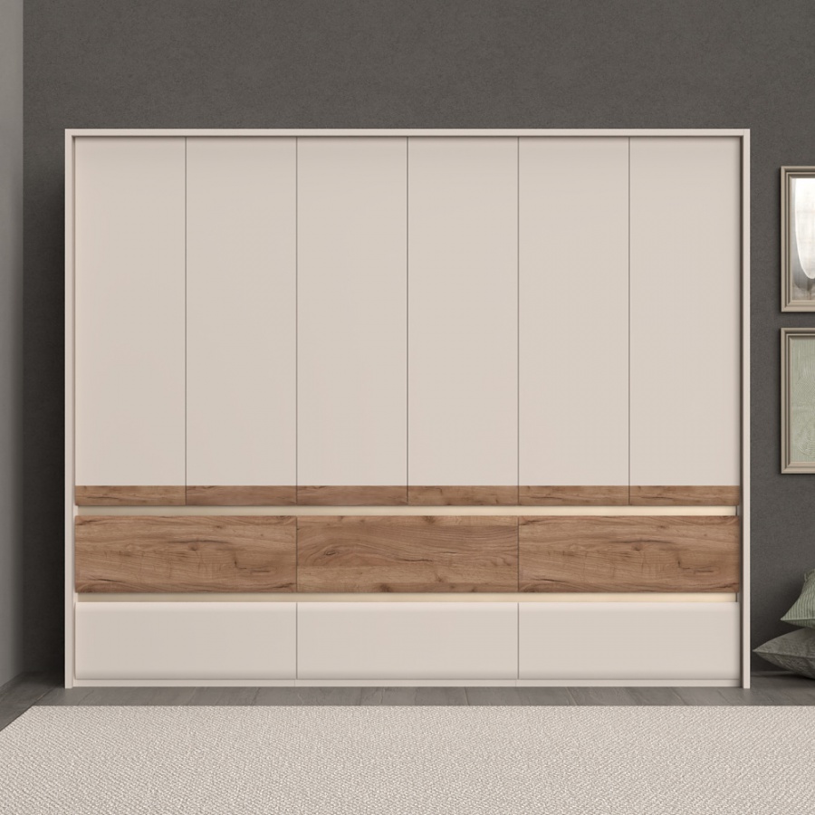 Šesťdverová šatníková skriňa s led osvetlením artemisia - dub.

 

Okrem šiestich zásuviek tu nájdeme odkladací priestor vo forme troch políc a troch šatníkových tyčí.

 

Súčasťou skrine je LED osvetlenie, ktoré sa nachádza v hornej časti.

 

Rozmery šesťdverovej šatníkovej skrine s LED osvetlením Artemisia sú 277x226x60cm (š, v, h).

 

Všetky produkty z kolekcie Artemisia nájdete nižšie v súvisiacich produktoch.