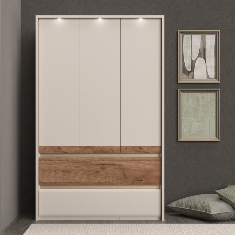 Trojdverová šatníková skriňa s led osvetlením artemisia - dub.

 

Okrem dvoch zásuviek tu nájdeme odkladací priestor vo forme dvoch políc a dvoch šatníkových tyčí.

 

Súčasťou skrine je LED osvetlenie, ktoré sa nachádza v hornej časti.

 

Rozmery trojdverovej šatníkovej skrine s LED osvetlením Artemisia sú 142x226x60cm (š, v, h).

 

Všetky produkty z kolekcie Artemisia nájdete nižšie v súvisiacich produktoch.