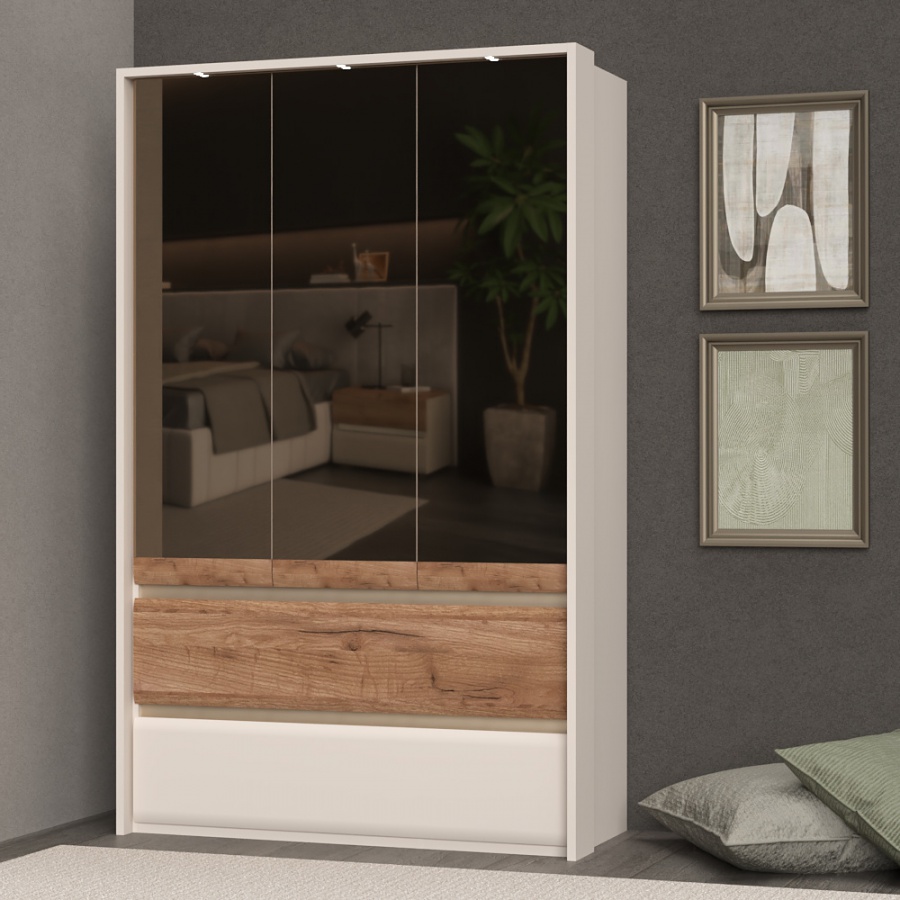 Trojdverová šatníková skriňa so zrkadlami a led osvetlením artemisia -.

 

Dominantou tejto skrine sú dve bronzové zrkadlá, ktoré pôsobia veľmi prepychovo.

 

Súčasťou skrine je LED osvetlenie, ktoré sa nachádza v hornej časti.

 

Rozmery trojdverovej šatníkovej skrine so zrkadlami a LED osvetlením Artemisia sú 142x226x60cm (š, v, h).

 

Všetky produkty z kolekcie Artemisia nájdete nižšie v súvisiacich produktoch.