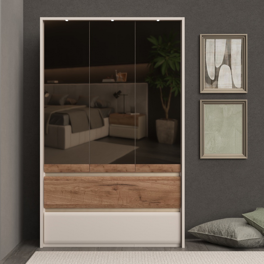 Trojdverová šatníková skriňa so zrkadlami a led osvetlením artemisia -.

 

Dominantou tejto skrine sú dve bronzové zrkadlá, ktoré pôsobia veľmi prepychovo.

 

Súčasťou skrine je LED osvetlenie, ktoré sa nachádza v hornej časti.

 

Rozmery trojdverovej šatníkovej skrine so zrkadlami a LED osvetlením Artemisia sú 142x226x60cm (š, v, h).

 

Všetky produkty z kolekcie Artemisia nájdete nižšie v súvisiacich produktoch.