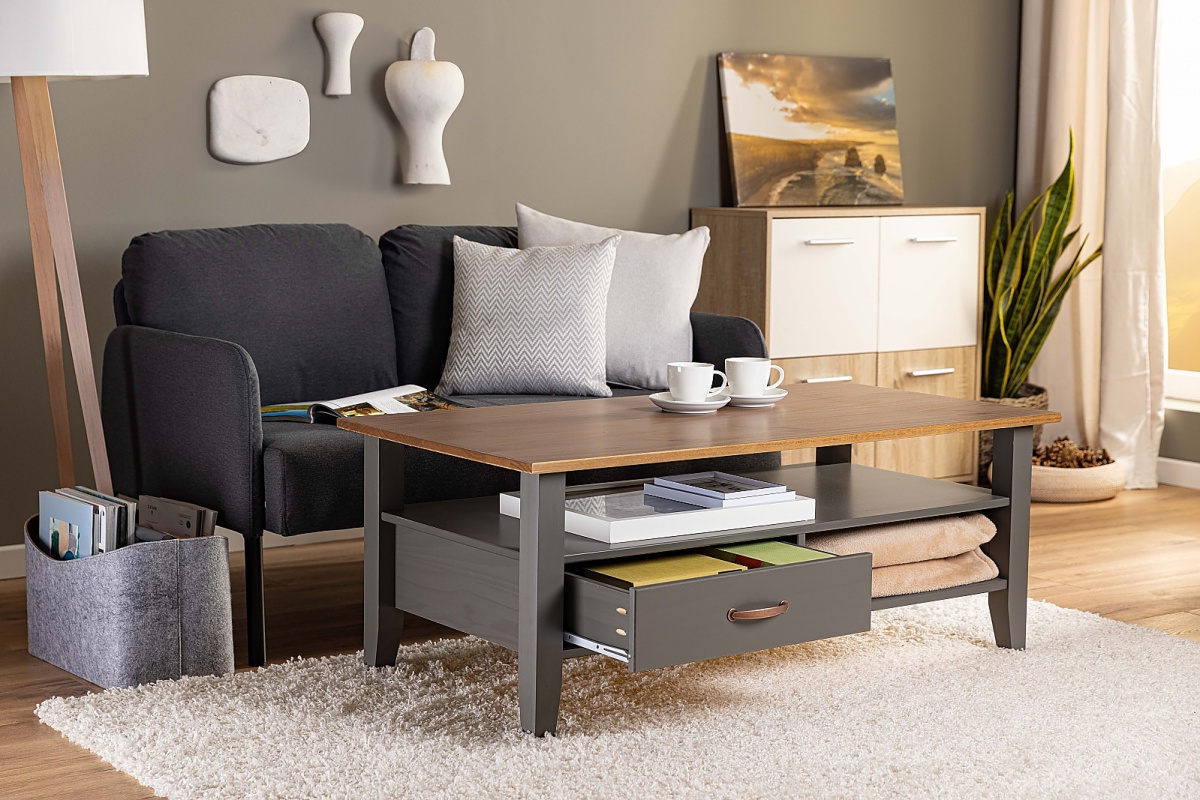 Konferenčný stolík z masívu weston - šedá/hnedá.

 

Aj konferenčný stolík z masívu môže pôsobiť luxusne a moderne.

 

Rozmery konferenčného stolíka Weston sú 115x45x60cm (š, v, h).

 

Všetky produkty z kolekcie Weston nájdete nižšie v súvisiacich produktoch.