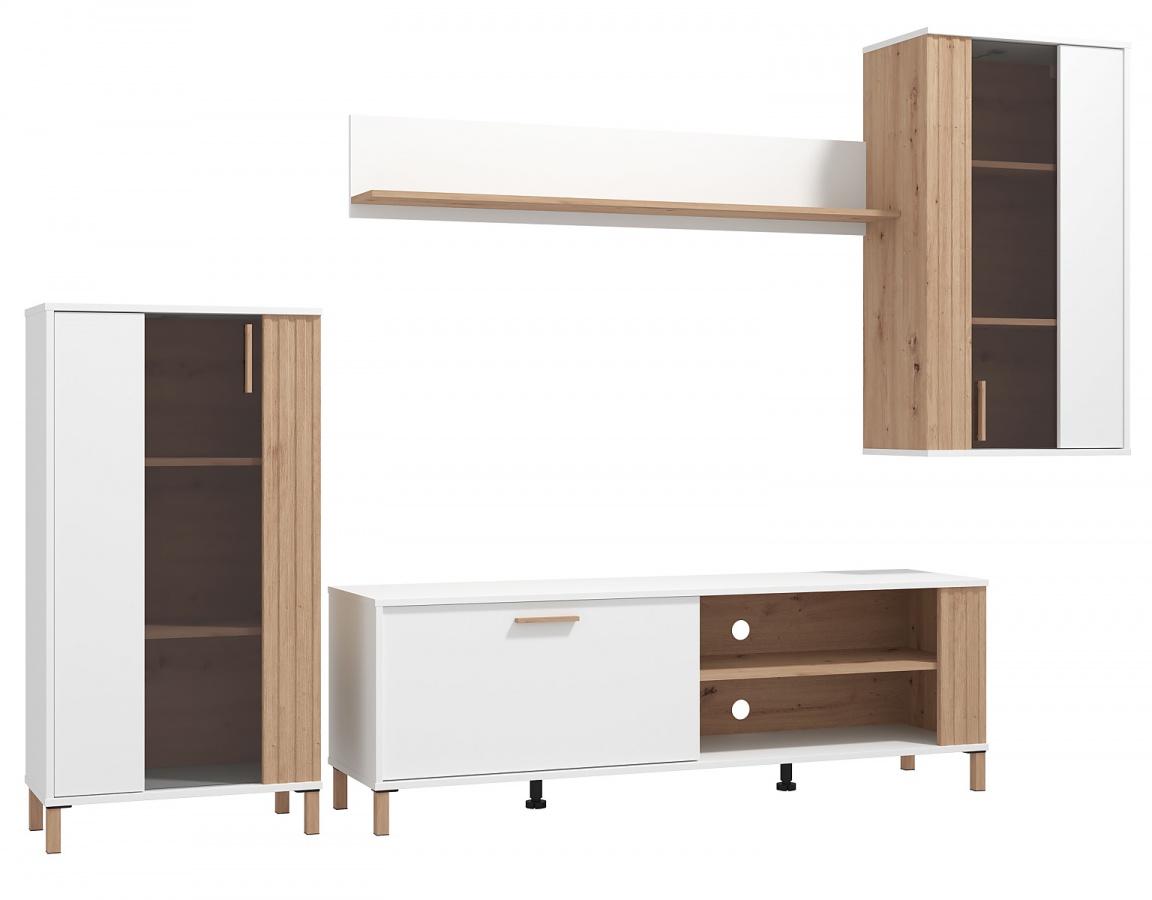 Obývacia stena bez osvetlenia anabelle - biela/dub artisan.

 

Rozmery obývacej steny bez osvetlenia Anabelle sú 280,5x170x40cm (š, v, h).

 

Všetky produkty z kolekcie Anabelle nájdete nižšie v súvisiacich produktoch.