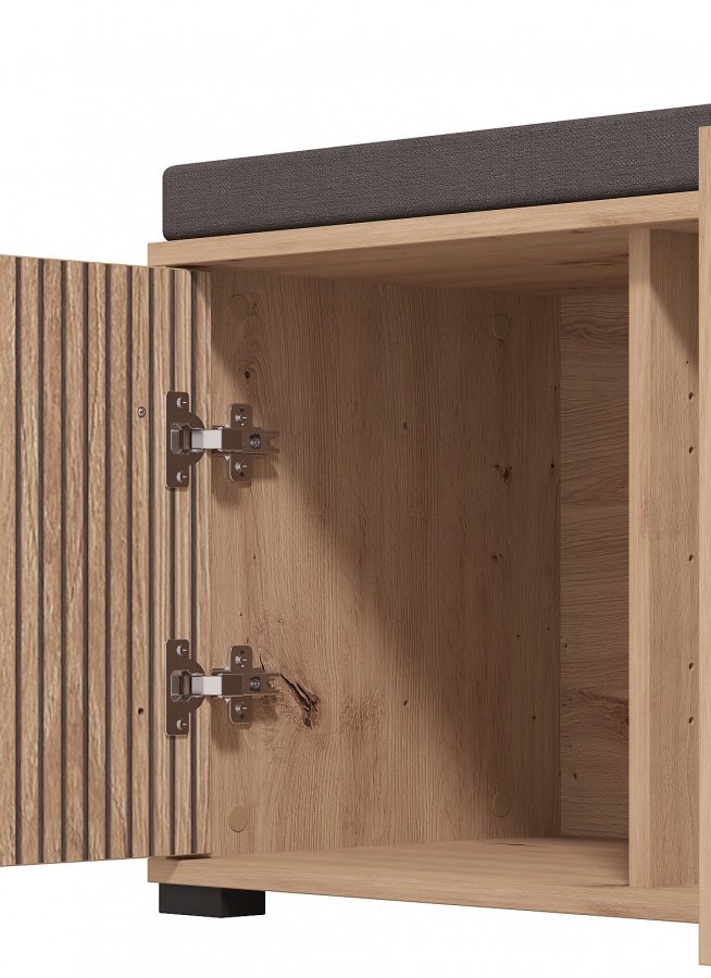 Predsieňová zostava rue - dub artisan/čierna.

 

Botník je absolútnou nevyhnutnosťou každej predsiene.

 

Komody sú veľmi praktické kúsky nábytku, ktoré využijete v každej miestnosti.

 

Kam inam uložiť denne nosené šatstvo ako do predsieňovej skrinky?

 

Dá sa povedať, že v dnešnej dobe je zrkadlo v predsieni nutnosťou.

 

Vešiakový panel si zamilujete ako pre jeho praktickosť, tak aj fakt, že ho môžete umiestniť do miestnosti, ktorá praská vo švíkoch, a pritom neuberie ani piaď voľného miesta.

 

Predsieňová zostava sa skladá z týchto prvkov:


	Predsieňová skrinka Rue - 54,5x197,5x40cm (š, v, h)
	Botník s polstrovaním Rue - 80x44x40cm (š, v, h)
	Predsieňová komoda Rue - 54,5x101,5x40cm (š, v, h)
	Predsieňové zrkadlo Rue - 51x83x2cm (š, v, h)
	Vešiakový panel Rue - 66x83x19,5cm (š, v, h)


 

Všetky produkty z kolekcie Rue nájdete nižšie v súvisiacich produktoch.