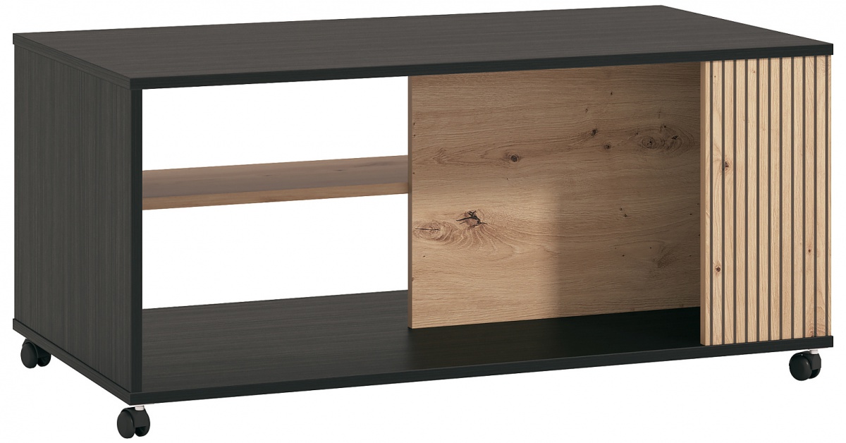 Konferenčný stolík na kolieskach semira - dub artisan/dub čierny.

 

Otvorený konferenčný stolík je opatrený kolieskami, vďaka čomu sa s ním ľahko manipuluje, a tak ho v prípade potreby môžete premiestniť inam.

 

Rozmery konferenčného stolíka na kolieskach Semira sú 101x46,5x54,5cm (š, v, h).

 

Všetky produkty z kolekcie Semira nájdete nižšie v súvisiacich produktoch.