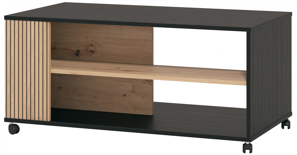 Konferenčný stolík na kolieskach semira - dub artisan/dub čierny.

 

Otvorený konferenčný stolík je opatrený kolieskami, vďaka čomu sa s ním ľahko manipuluje, a tak ho v prípade potreby môžete premiestniť inam.

 

Rozmery konferenčného stolíka na kolieskach Semira sú 101x46,5x54,5cm (š, v, h).

 

Všetky produkty z kolekcie Semira nájdete nižšie v súvisiacich produktoch.