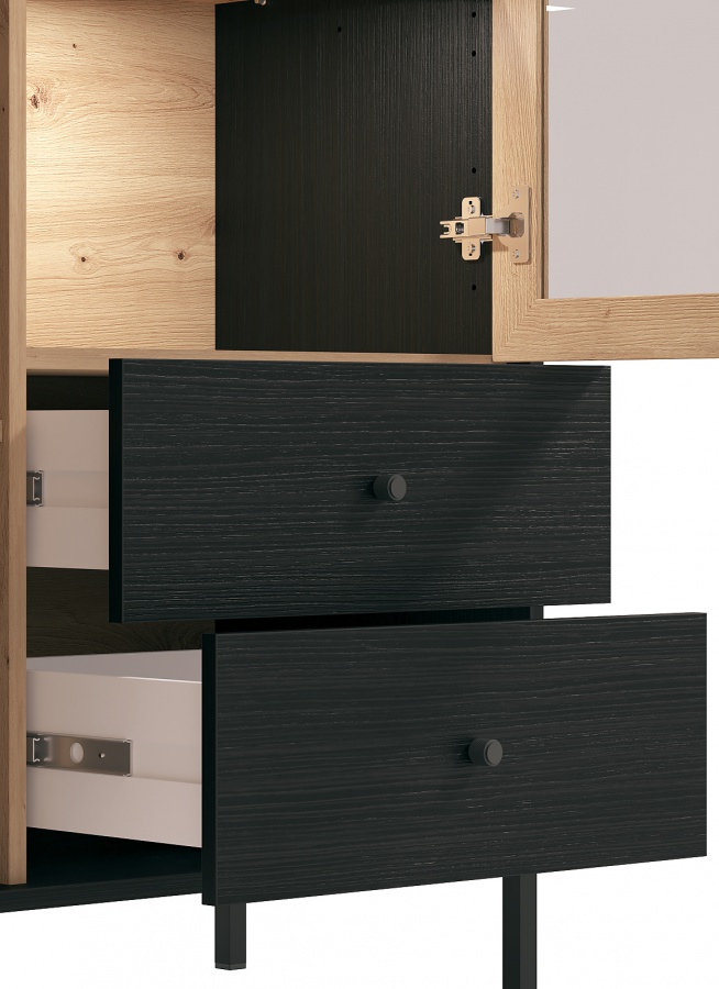 Vysoká vitrína bez osvetlenia semira - dub artisan/dub čierny.

 

Vysokou vitrínou dotiahnete vzhľad obývačky k dokonalosti.

 

Rozmery vysokej vitríny bez osvetlenia Semira sú 86,5x195x40cm (š, v, h).

 

Všetky produkty z kolekcie Semira nájdete nižšie v súvisiacich produktoch.