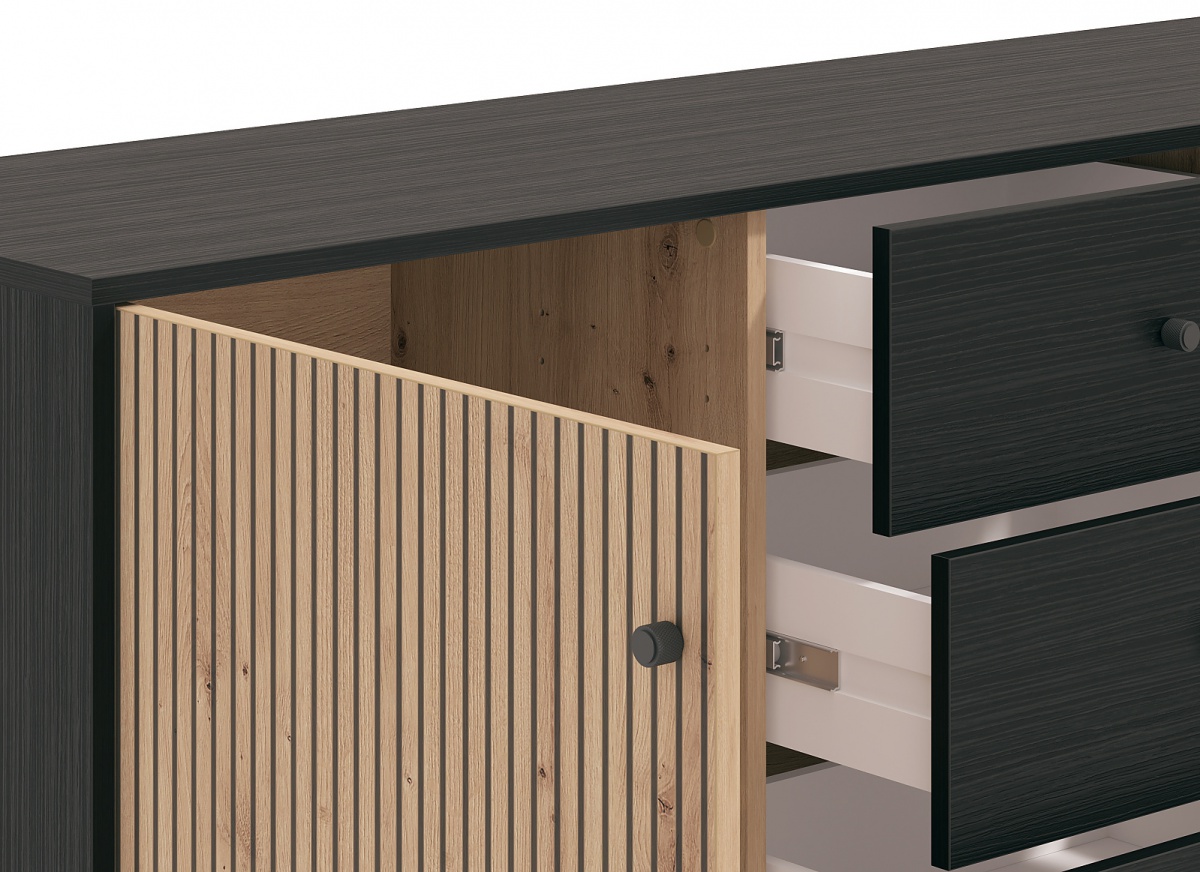 Obývacia izba s osvetlením ii semira - dub artisan/dub čierny.

 

Kombinovaná komoda sa hodí skutočne všade a je tak vhodná na zakomponovanie do ktoréhokoľvek voľného priestoru.

 

Otvorený konferenčný stolík je opatrený kolieskami, vďaka čomu sa s ním ľahko manipuluje, a tak ho v prípade potreby môžete premiestniť inam.

 

Bojujete s nedostatkom miesta a miestnosť už praská vo švíkoch?

 

Hoci sa jedná o menšiu televíznu komodu, tak je stále dostatočne priestranná.

 

Nízku vitrínu ľahko vmestnáte aj do menších obývacích izieb a dokážete tak vytvoriť príjemné a luxusne pôsobiace prostredie.

 

Obývacia izba s osvetlením II sa skladá z týchto prvkov:


	Kombinovaná komoda Semira - 208x92,5x40cm (š, v, h)
	Policový panel Semira - 57,5x104x22cm (š, v, h)
	Konferenčný stolík na kolieskach Semira - 101x46,5x54,5cm (š, v, h)
	Nízka vitrína s vnútorným osvetlením Semira - 86,5x131x40cm (š, v, h)
	Malá TV komoda Semira - 157x54,5x40cm (š, v, h)


 

Všetky produkty z kolekcie Semira nájdete nižšie v súvisiacich produktoch.