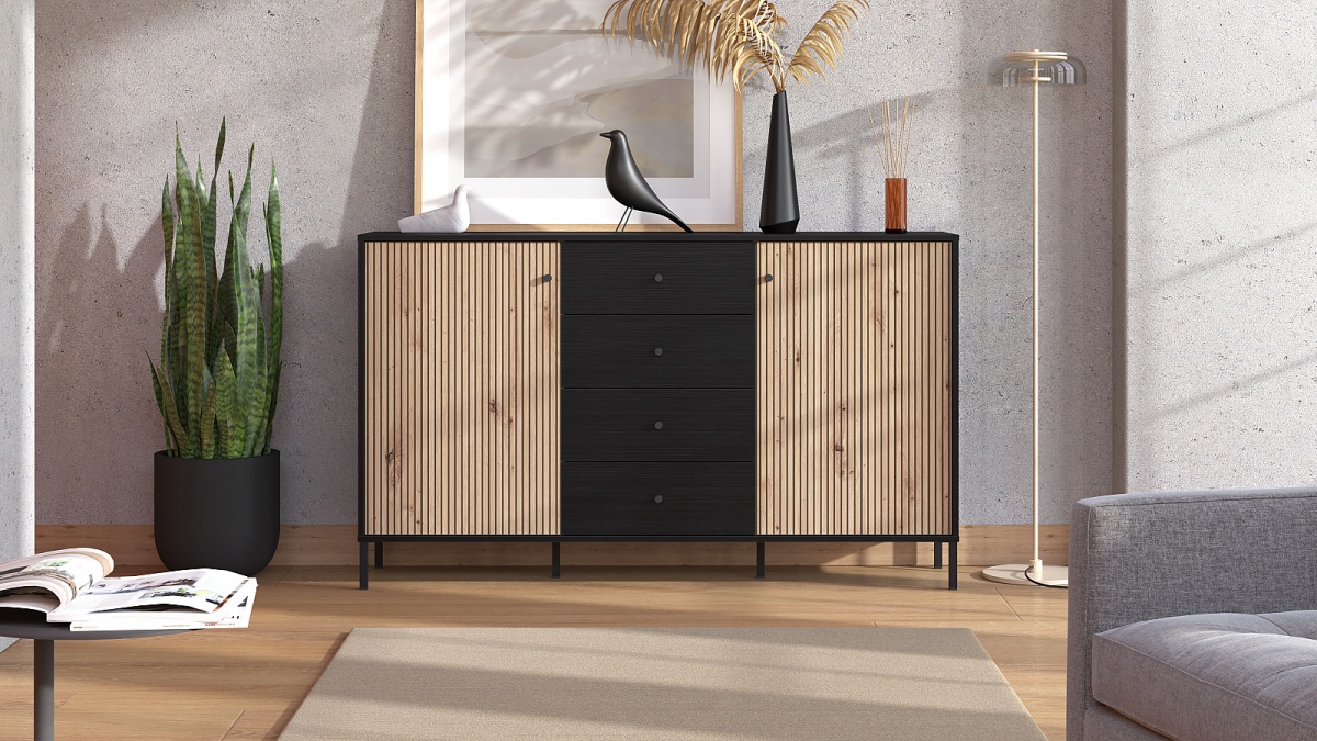 Obývacia izba s osvetlením ii semira - dub artisan/dub čierny.

 

Kombinovaná komoda sa hodí skutočne všade a je tak vhodná na zakomponovanie do ktoréhokoľvek voľného priestoru.

 

Otvorený konferenčný stolík je opatrený kolieskami, vďaka čomu sa s ním ľahko manipuluje, a tak ho v prípade potreby môžete premiestniť inam.

 

Bojujete s nedostatkom miesta a miestnosť už praská vo švíkoch?

 

Hoci sa jedná o menšiu televíznu komodu, tak je stále dostatočne priestranná.

 

Nízku vitrínu ľahko vmestnáte aj do menších obývacích izieb a dokážete tak vytvoriť príjemné a luxusne pôsobiace prostredie.

 

Obývacia izba s osvetlením II sa skladá z týchto prvkov:


	Kombinovaná komoda Semira - 208x92,5x40cm (š, v, h)
	Policový panel Semira - 57,5x104x22cm (š, v, h)
	Konferenčný stolík na kolieskach Semira - 101x46,5x54,5cm (š, v, h)
	Nízka vitrína s vnútorným osvetlením Semira - 86,5x131x40cm (š, v, h)
	Malá TV komoda Semira - 157x54,5x40cm (š, v, h)


 

Všetky produkty z kolekcie Semira nájdete nižšie v súvisiacich produktoch.