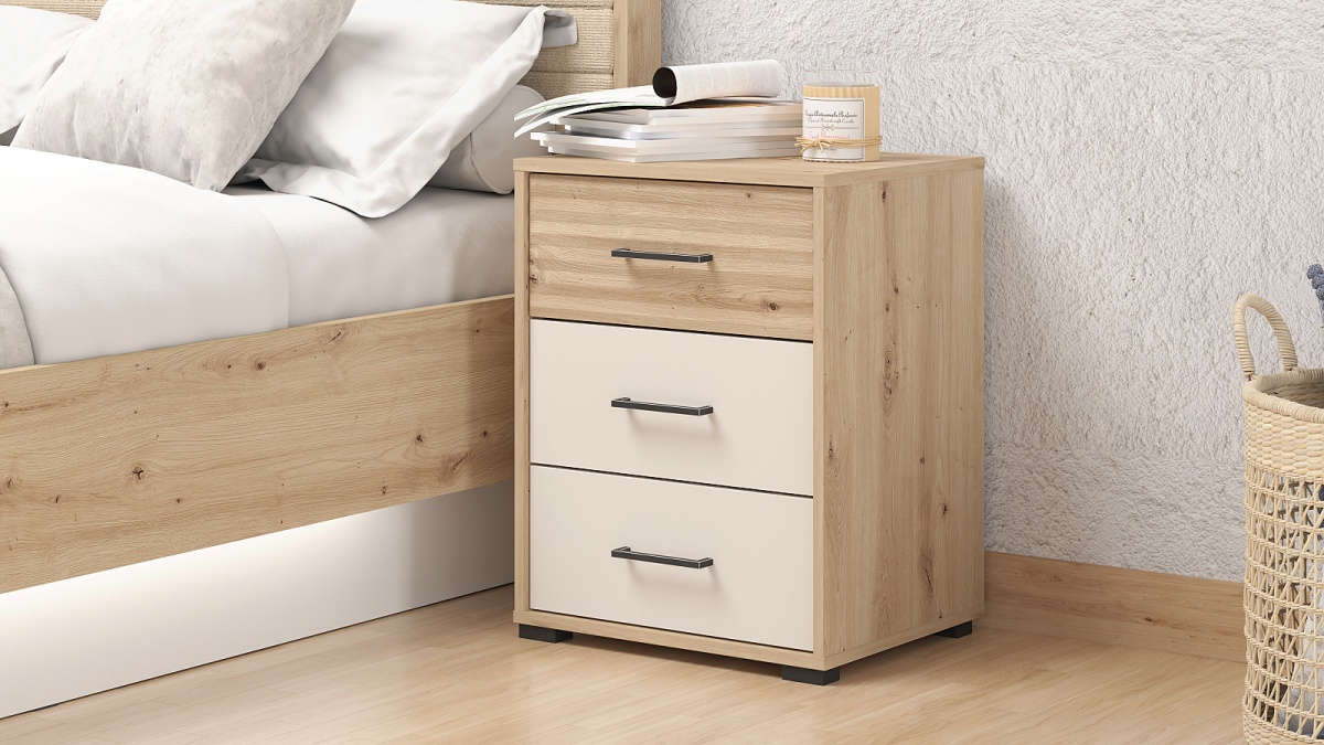 Vysoký nočný stolík vanya - dub artisan/béžová.

 

Spálňa bez nočného stolíka, to by predsa nešlo.

 

Rozmery vysokého nočného stolíka Vanya sú 48x63x40cm (š, v, h).

 

Všetky produkty z kolekcie Vanya nájdete nižšie v súvisiacich produktoch.