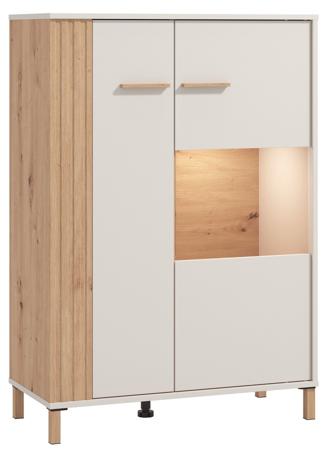 Malá obývacia izba s osvetlením katharos - béžová/dub artisan.

 

Aj z úplne obyčajnej obývacej izby môžete vytvoriť prepychovú miestnosť.

 

Široký TV stolík z kolekcie Katharos je opatrený dvierkami z každej strany a priestorom rozdeleným policou, ktorý sa nachádza uprostred.

 

Nástenná polica má nielen estetické, ale aj funkčné prvky.

 

Malá obývacia izba s osvetlením sa skladá z týchto prvkov:


	Vysoká vitrína s vnútorným osvetlením Katharos - 59,5x192,5x40cm (š, v, h)
	Nízka vitrína s vnútorným osvetlením Katharos - 85x122x40cm (š, v, h)
	Nástenná polica Katharos - 150,5x31,5x19,5cm (š, v, h)
	TV stolík Katharos - 163,5x52x40cm (š, v, h)


 

Všetky produkty z kolekcie Katharos nájdete nižšie v súvisiacich produktoch.