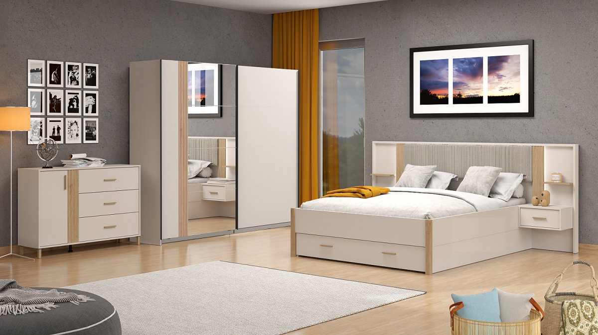 Manželská posteľ 160x200cm deluxe katharos - béžová/dub artisan.

 

Manželská posteľ, ktorá je taká pohodlná, až je to na zbláznenie?

 

Rozmery manželskej postele 160x200cm DELUXE Katharos sú 268x115x210,5cm (š, v, h).

 

Všetky produkty z kolekcie Katharos nájdete nižšie v súvisiacich produktoch.