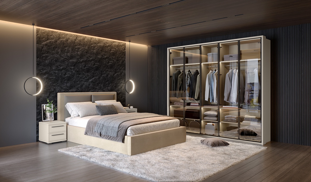 Malá spálňa ii baptiste - béžová.

 

Táto manželská posteľ je čalúnená v kvalitnej látke a určite oceníte aj vysoké čelo, ktoré je potiahnuté kombináciou látky a eko-kože.

 

Bez nočného stolíka nie je žiadna spálňa kompletná.

 

Päťdverová šatníková skriňa je vybavená presklenými dvierkami.

 

Malá spálňa II sa skladá z týchto prvkov:


	Čalúnená manželská posteľ s výklopným úložným priestorom 180x200cm Baptiste - 200x120x213cm (š, v, h)
	2x nočný stolík Baptiste - 45x53x40cm (š, v, h)
	Päťdverová presklená šatníková skriňa s rámom Baptiste – 232x226x60cm (š, v, h)


 

Všetky produkty z kolekcie Baptiste nájdete nižšie v súvisiacich produktoch.