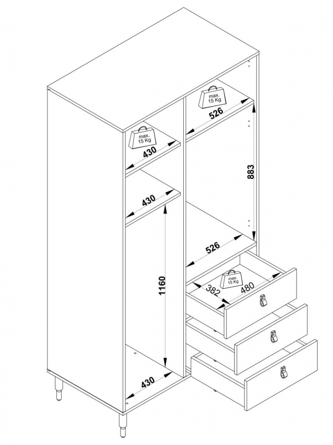 Dvojdverová šatníková skriňa magnus - dub sofia/šedá.

 

Šatníková skriňa so zásuvkami, policami a 2 šatníkovými tyčami alebo hromada úložného priestoru pre všetko Vaše oblečenie.

 

Dvojdverová šatníková skriňa Magnus je vyrobená z lamina 1.

 

Rozmery dvojdverovej šatníkovej skrine Magnus sú 101x201x56cm (š, v, h).

 

Všetky produkty z kolekcie Magnus a nájdete nižšie v súvisiacich produktoch.