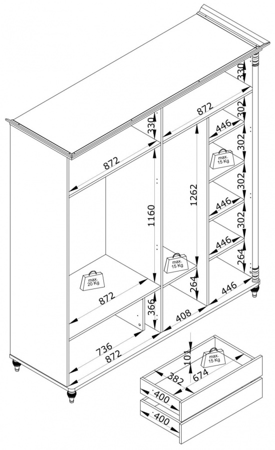 Šatníková skriňa 4d s osvetlením luxor - biela.

 


Štvordverová šatníková skriňa Luxor sa so svojim kráľovským vzhľadom a vybavením bude týčiť ako klenot v izbičke a premení ho na skutočnú zámockú ríšu.

 


Rozmery šatníkovej skrine 4D s osvetlením Luxor sú 196x199x63cm (š, v, h).

 


Všetky produkty z kolekcie Luxor nájdete nižšie v súvisiacom tovare.