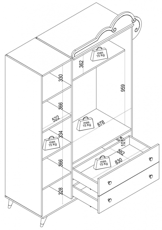 Šatníková skriňa 3d sunbow - béžová/ružová/modrá.

 


Okrem pútavého vzhľadu je pri skrini poctivo vyriešená aj praktická stránka.

 


Rozmery šatníkovej skrine 3D Sunbow sú 150x215x57cm (š, v, h).

 


Všetky produkty z kolekcie Sunbow nájdete nižšie v súvisiacom tovare.