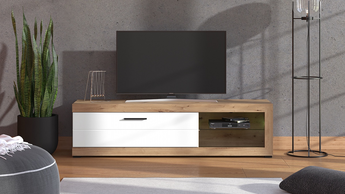 Tv stolík ronja - dub/biela.

Možnosť dokúpenia osvetlenia.

 

Rozmery TV stolíka Ronja sú 43,5x162x41,5 (v, š, h).

 

V súvisiacich produktoch nájdete všetky produkty z kolekcie Ronja a LED osvetlenie.