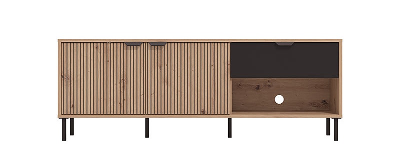 Obývacia stena s osvetlením nautille - dub/čierna.

 

    •   Vysoká vitrína s LED osvetlením: Presklené horné dvierka vytvárajú dokonalé okno do vášho sveta dekorácií a umeleckých kúskov.

   •   Nízka vitrína s LED osvetlením: Dvojdverový dizajn ponúka variabilitu, ktorú každý domov potrebuje.

   •   Nástenná polica: V jednoduchosti je krása.

   •   TV stolík 150: S dvoma uzatvárateľnými policami, jednou otvorenou a jednou zásuvkou ponúka tento stolík všetko, čo moderný domov potrebuje.

 

 

Rozmery produktov obývacej steny sú:


• Vysoká vitrína s osvetlením: 54,5x195x40cm (š, v, h).
• Nízka vitrína s osvetlením: 93x137,5x40cm (š, v, h).
• Nástenná polica: 137,5x24x19,5cm (š, v, h).
• TV stolík 150: 150,5x54,5x40cm (š, v, h).